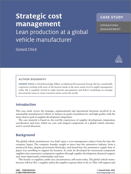 Title details for Strategic Cost Management by Gerard Chick - Available
